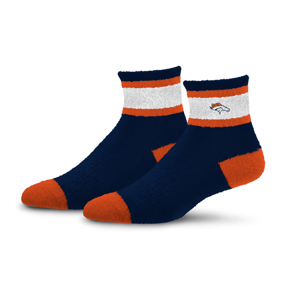 DENVER BRONCOS MEN'S FOR BARE FEET CUFF STRIPE SOCKS