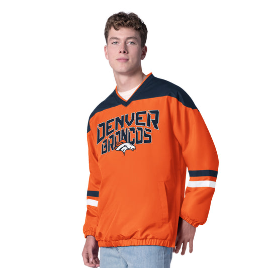 DENVER BRONCOS MEN'S G-III BY CARL BANKS TOP PLAYER PULLOVER JACKET - ORANGE/NAVY