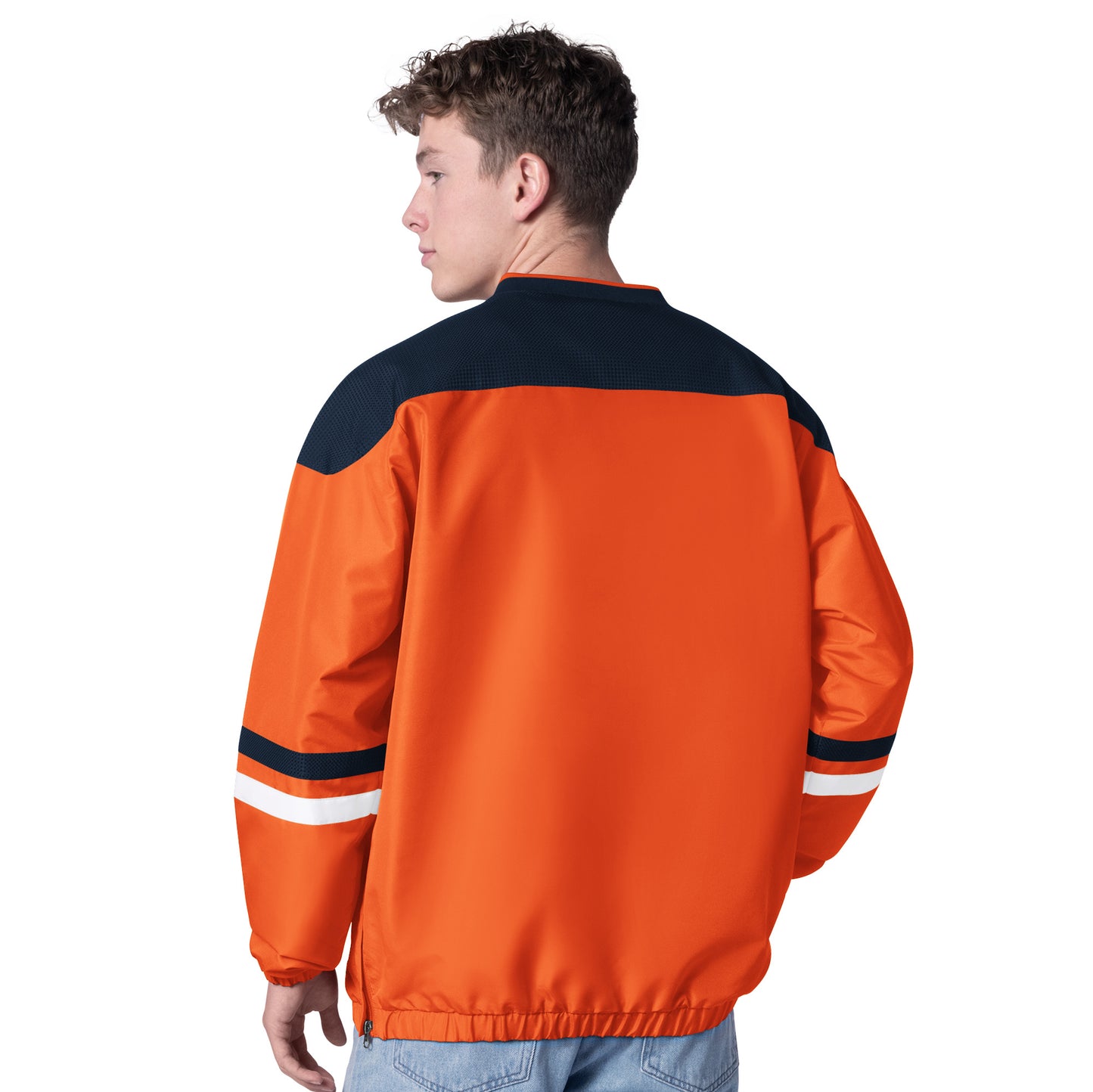 DENVER BRONCOS MEN'S G-III BY CARL BANKS TOP PLAYER PULLOVER JACKET - ORANGE/NAVY