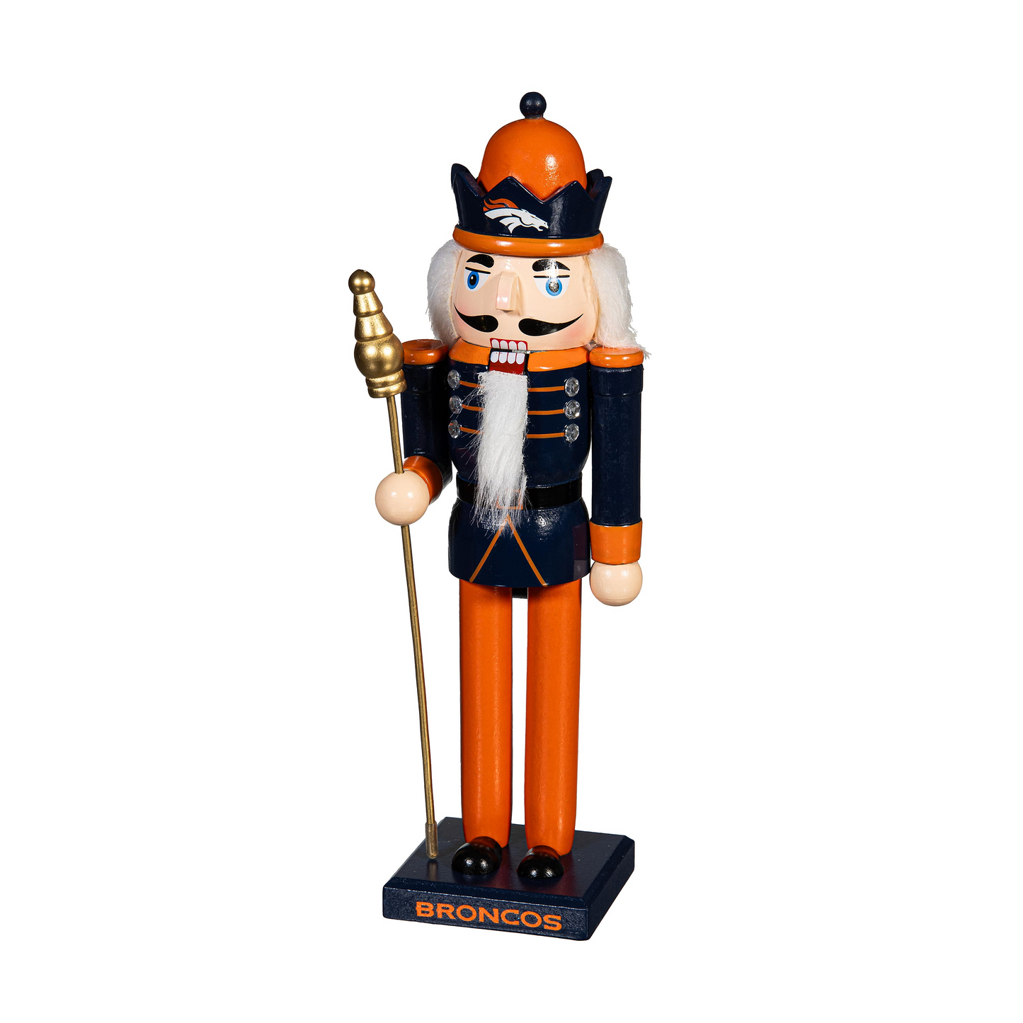 DENVER BRONCOS 12" WOODEN NUTCRACKER STATUE