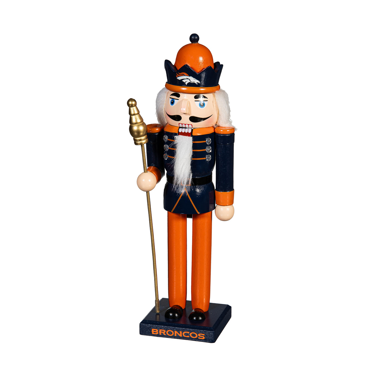 DENVER BRONCOS 12" WOODEN NUTCRACKER STATUE