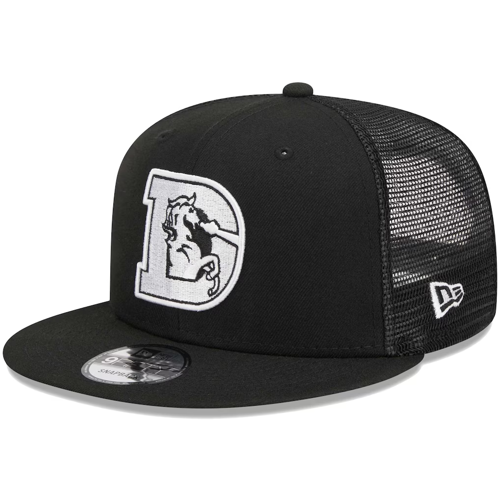DENVER BRONCOS RETRO EVERGREEN TRUCKER 9FIFTY SNAPBACK HAT - BLACK/WHITE