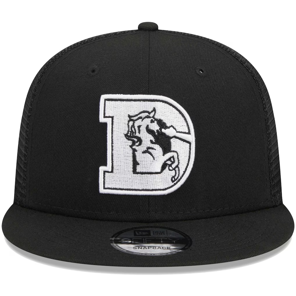 DENVER BRONCOS RETRO EVERGREEN TRUCKER 9FIFTY SNAPBACK HAT - BLACK/WHITE