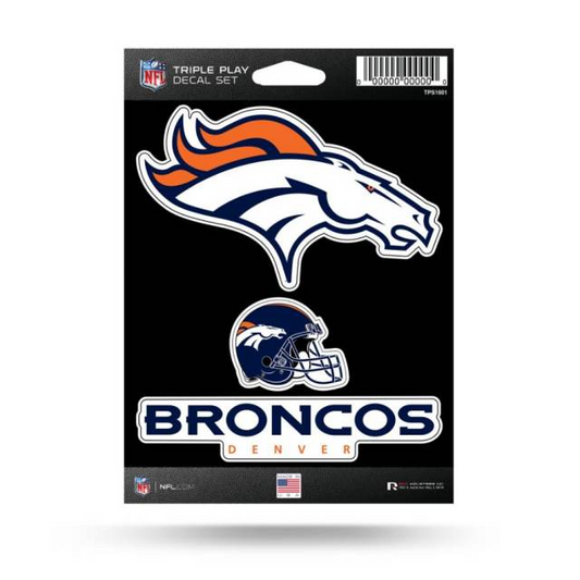 DENVER BRONCOS TRIPLE PLAY DECAL SET