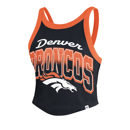 DENVER BRONCOS WOMEN'S '47 BRAND SHIMMER SHADOW TANK TOP - NAVY/ORANGE