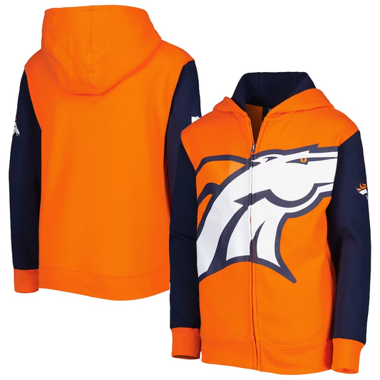 DENVER BRONCOS YOUTH POSTER BOARD FULL -ZIP HOODED SWEATSHIRT