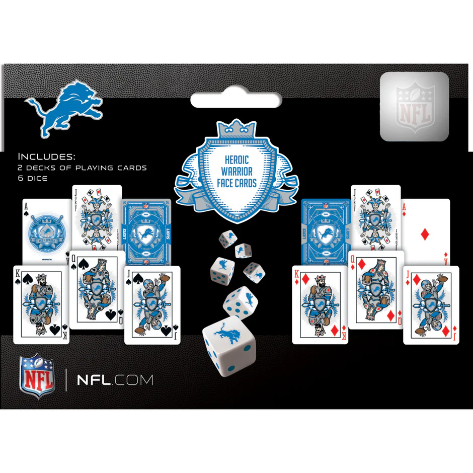 DETROIT LIONS 2-PACK CARD AND DICE SET