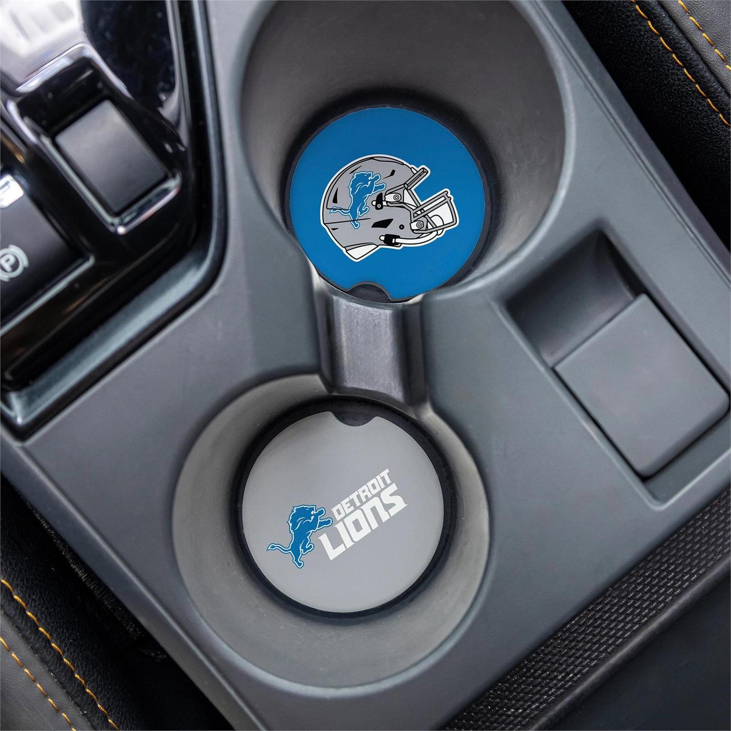 DETROIT LIONS 2-PIECE CAR COASTER SET