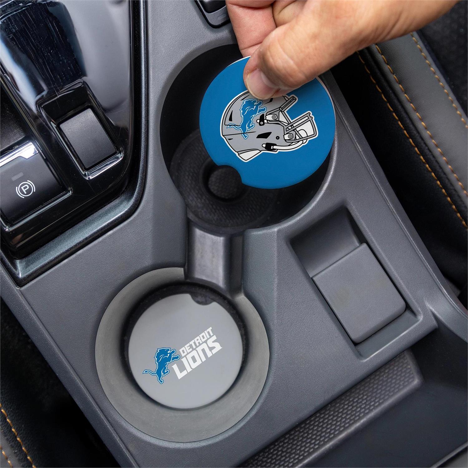 DETROIT LIONS 2-PIECE CAR COASTER SET