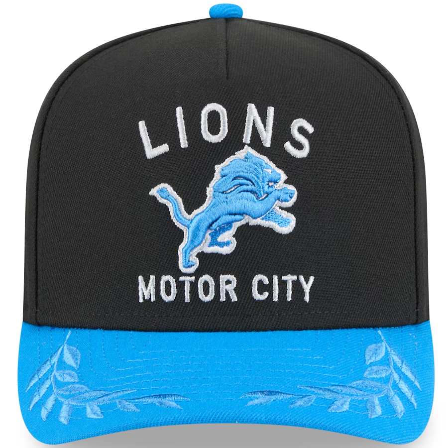 DETROIT LIONS 2025 NFL DRAFT 9FIFTY A-FRAME SNAPBACK HAT - BLACK/BLUE
