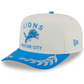 DETROIT LIONS 2025 NFL DRAFT 9FIFTY A-FRAME SNAPBACK HAT - CHROME WHITE/BLUE