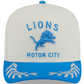 DETROIT LIONS 2025 NFL DRAFT 9FIFTY A-FRAME SNAPBACK HAT - CHROME WHITE/BLUE
