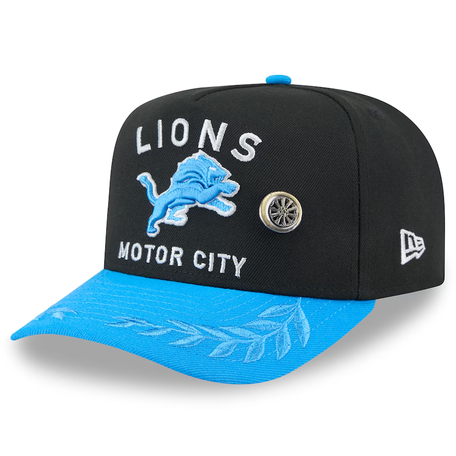 DETROIT LIONS 2025 NFL DRAFT A-FRAME 59FIFTY FITTED HAT - CHROME WHITE/BLUE