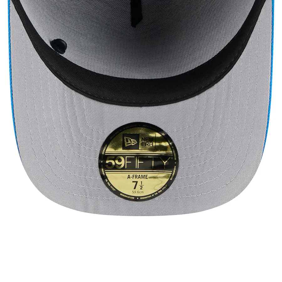 DETROIT LIONS 2025 NFL DRAFT A-FRAME 59FIFTY FITTED HAT - CHROME WHITE/BLUE