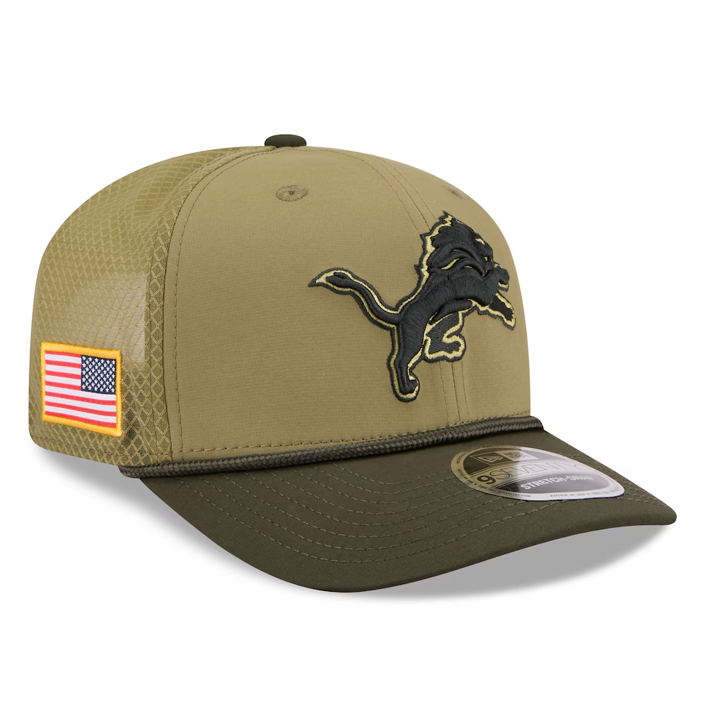 DETROIT LIONS 2025 NFL SALUTE TO SERVICE 9SEVENTY ADJUSTABLE HAT - GREEN