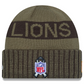 DETROIT LIONS 2025 NFL SALUTE TO SERVICE CUFFED KNIT BEANIE - DARK GREEN