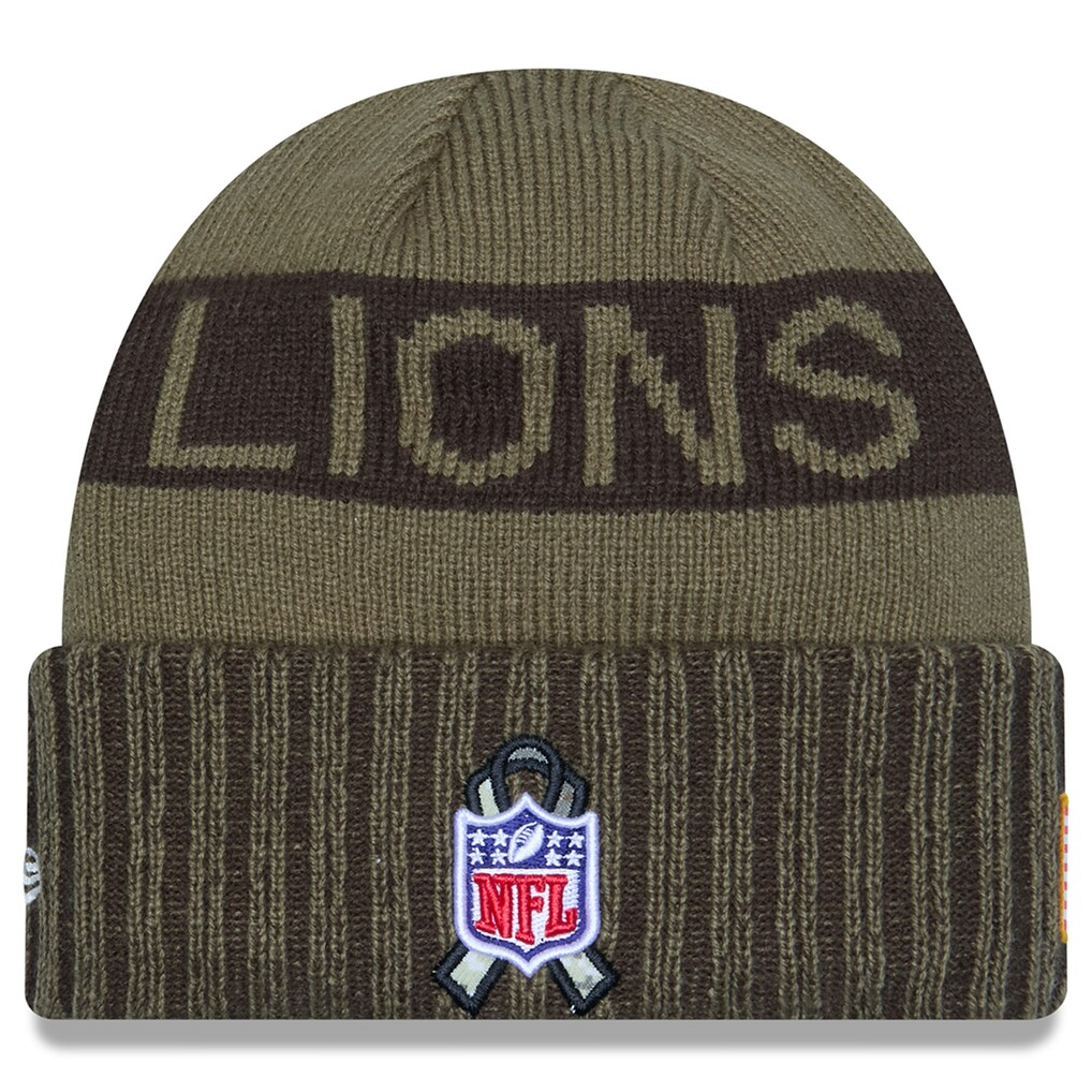 DETROIT LIONS 2025 NFL SALUTE TO SERVICE CUFFED KNIT BEANIE - DARK GREEN