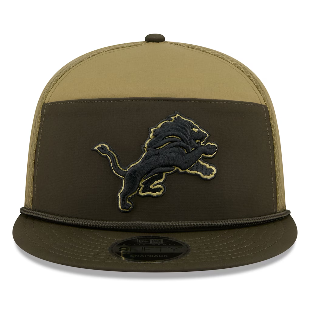 DETROIT LIONS 2025 NFL SALUTE TO SERVICE SPLIT PANEL 9FIFTY SNAPBACK HAT - DARK GREEN