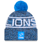 DETROIT LIONS 2025 NFL SIDELINE COLD WEATHER CUFFED KNIT WITH POM - BLUE