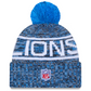 DETROIT LIONS 2025 NFL SIDELINE COLD WEATHER CUFFED KNIT WITH POM - BLUE