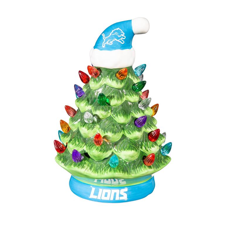 DETROIT LIONS 8" LED CERAMIC CHRISTMAS TREE