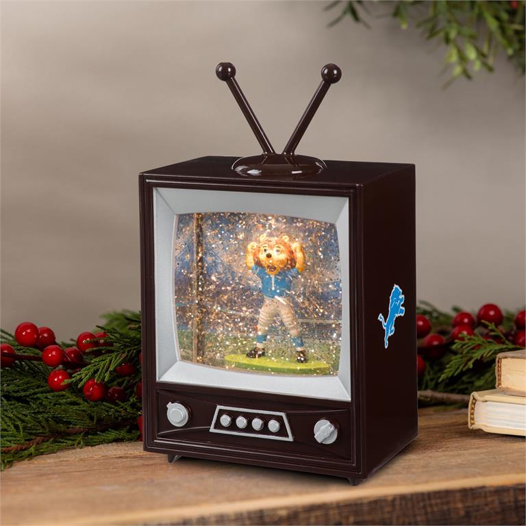 DETROIT LIONS 8" VINTAGE TV WATER LANTERN WITH MASCOT