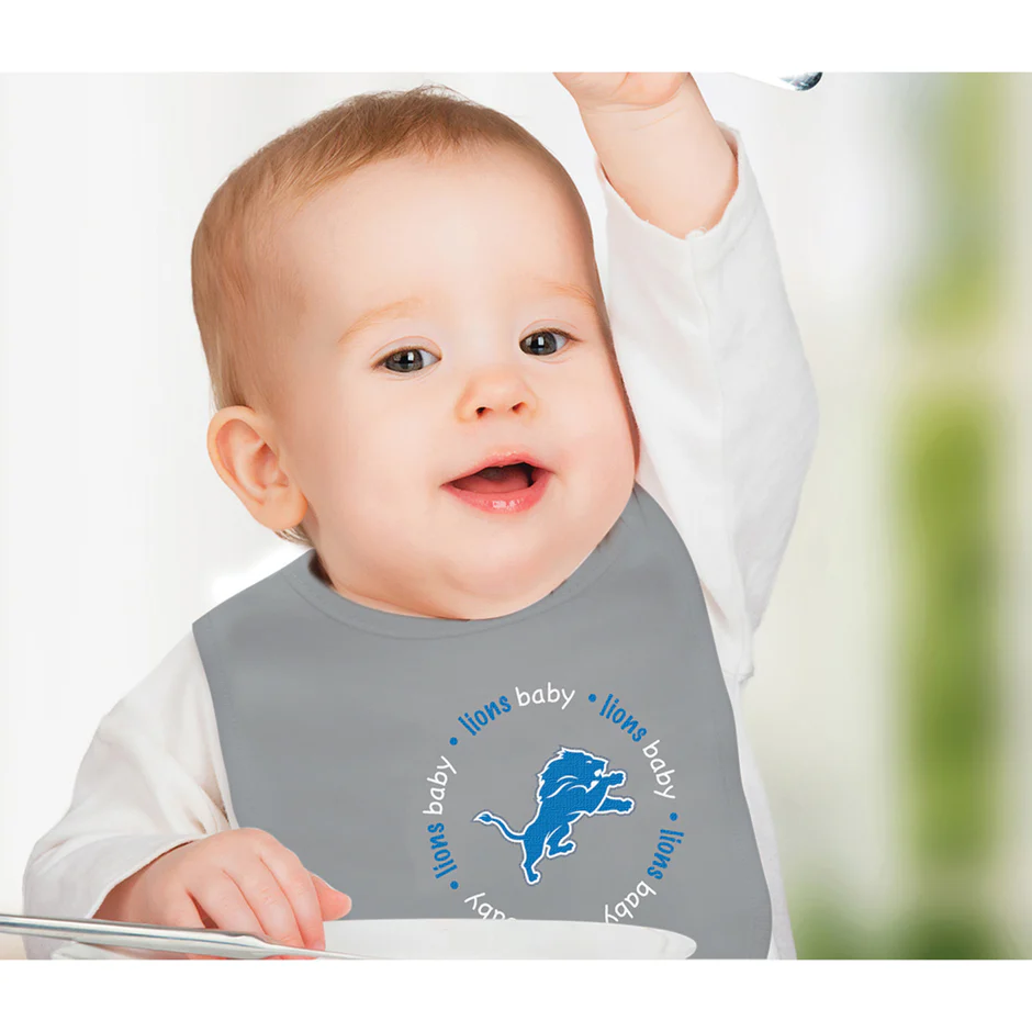 DETROIT LIONS BABY BIBS - 2 PACK - GREY/WHITE