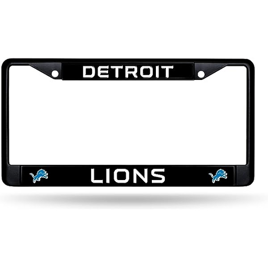 DETROIT LIONS BLACK CHROME METAL LICENSE PLATE FRAME