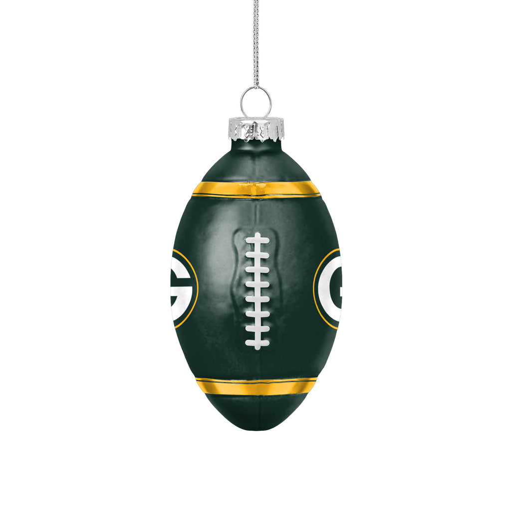 GREEN BAY PACKERS BLOWN GLASS FOOTBALL ORNAMENT