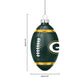 GREEN BAY PACKERS BLOWN GLASS FOOTBALL ORNAMENT