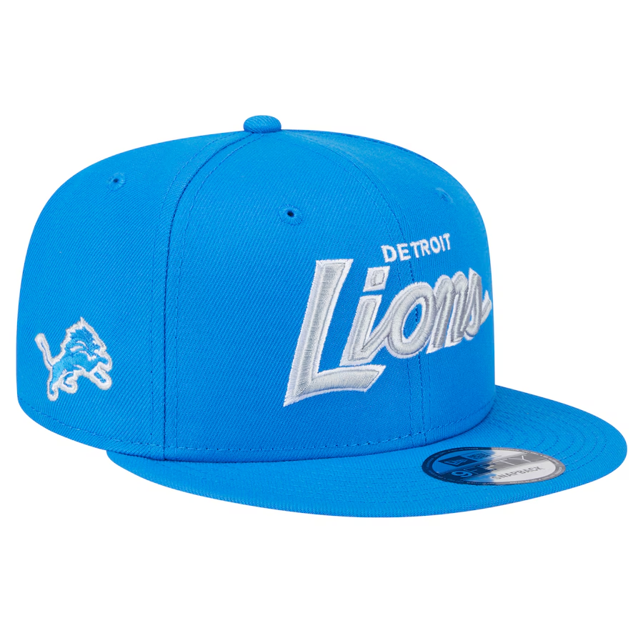 DETROIT LIONS EVERGREEN SCRIPT 9FIFTY SNAPBACK HAT - BLUE