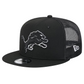 DETROIT LIONS EVERGREEN TRUCKER 9FIFTY SNAPBACK HAT - BLACK/WHITE
