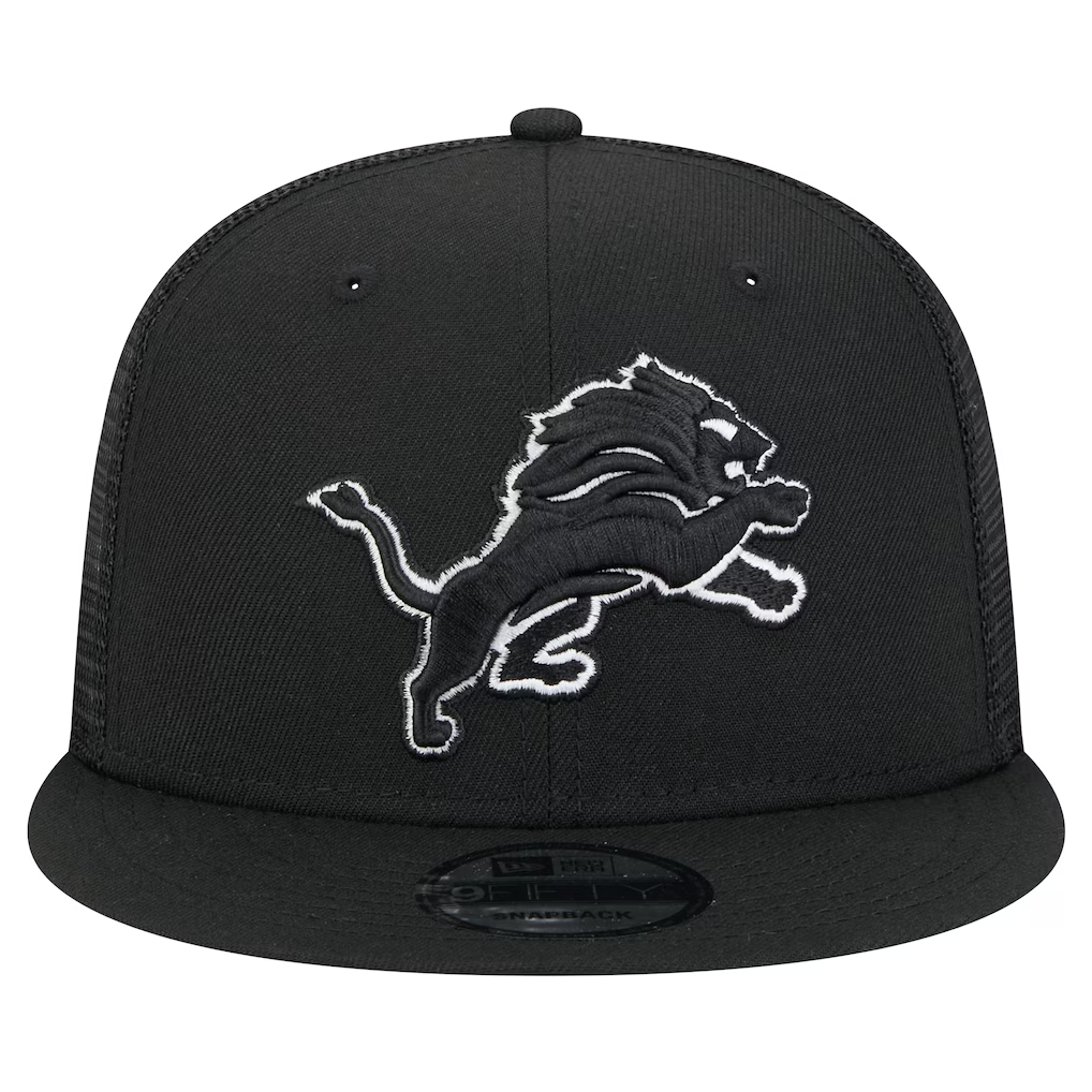 DETROIT LIONS EVERGREEN TRUCKER 9FIFTY SNAPBACK HAT - BLACK/WHITE