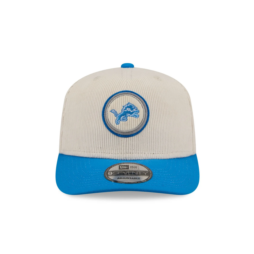 DETROIT LIONS LOYAL CORDUROY 9SEVENTY STRETCH-SNAP ADJUSTABLE HAT - CHROME WHITE/BLUE