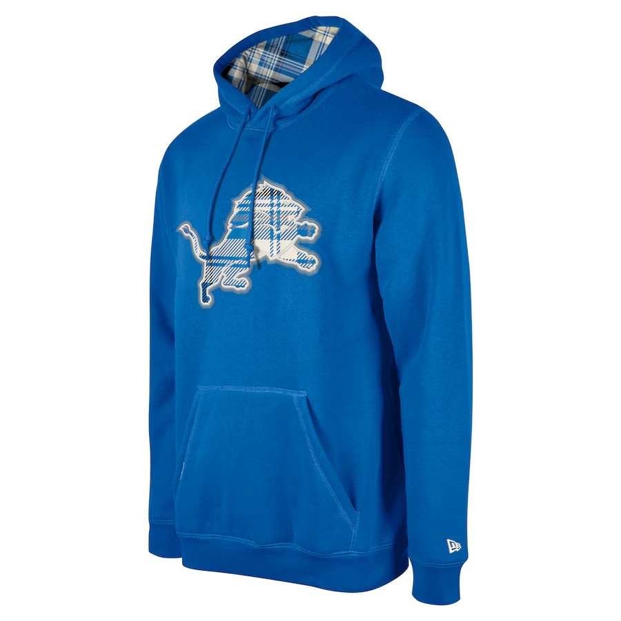 DETROIT LIONS MEN'S 2024 NFL SIDELINE 3RD DOWN PLAID PULLOVER HOODED SWEATSHIRT