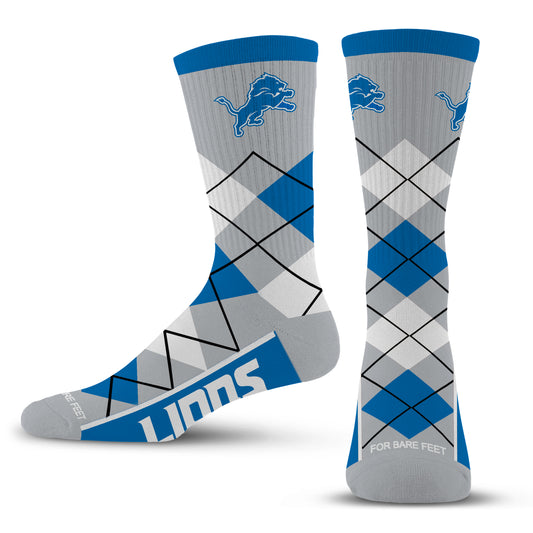 DETROIT LIONS MEN'S FOR BARE FEET ARGYLE FYRE SOCKS