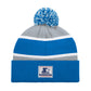 DETROIT LIONS MEN'S STARTER LEGACY CUFFED KNIT WITH POM - GRAY/BLUE