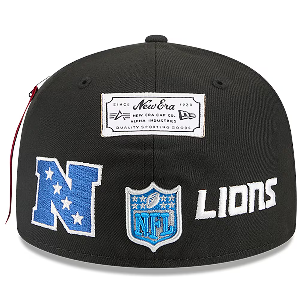 DETROIT LIONS NEW ERA X ALPHA INDUSTRIES 59FIFTY FITTED HAT - BLACK