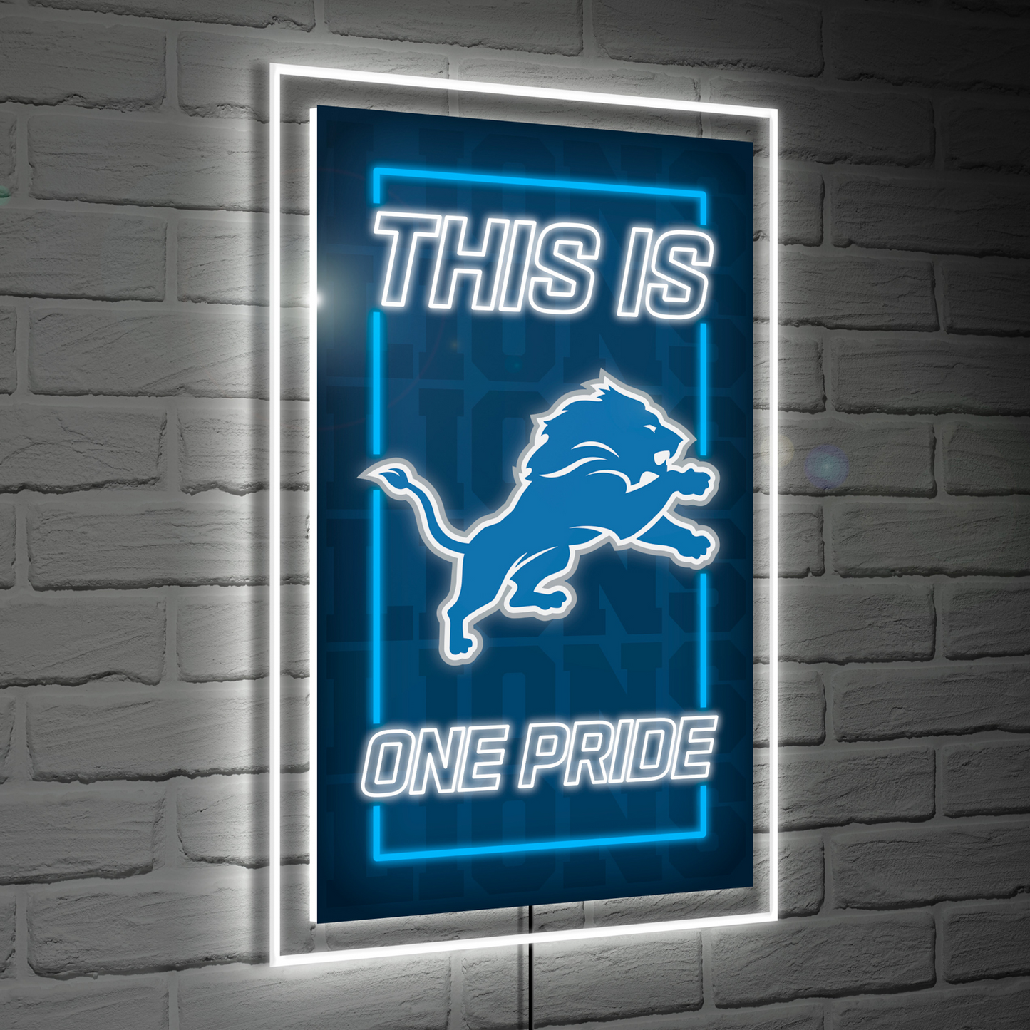 DETROIT LIONS RECTANGLE NEOLITE LED WALL DECOR