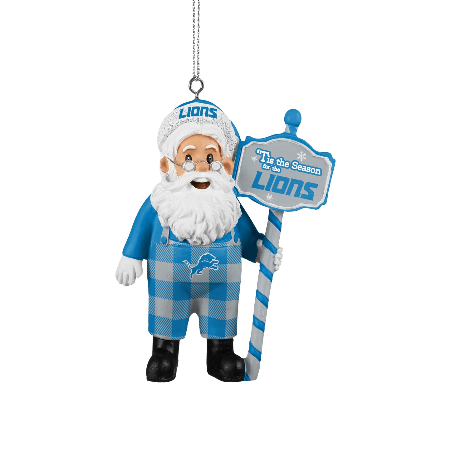 DETROIT LIONS SANTA OVERALLS ORNAMENT