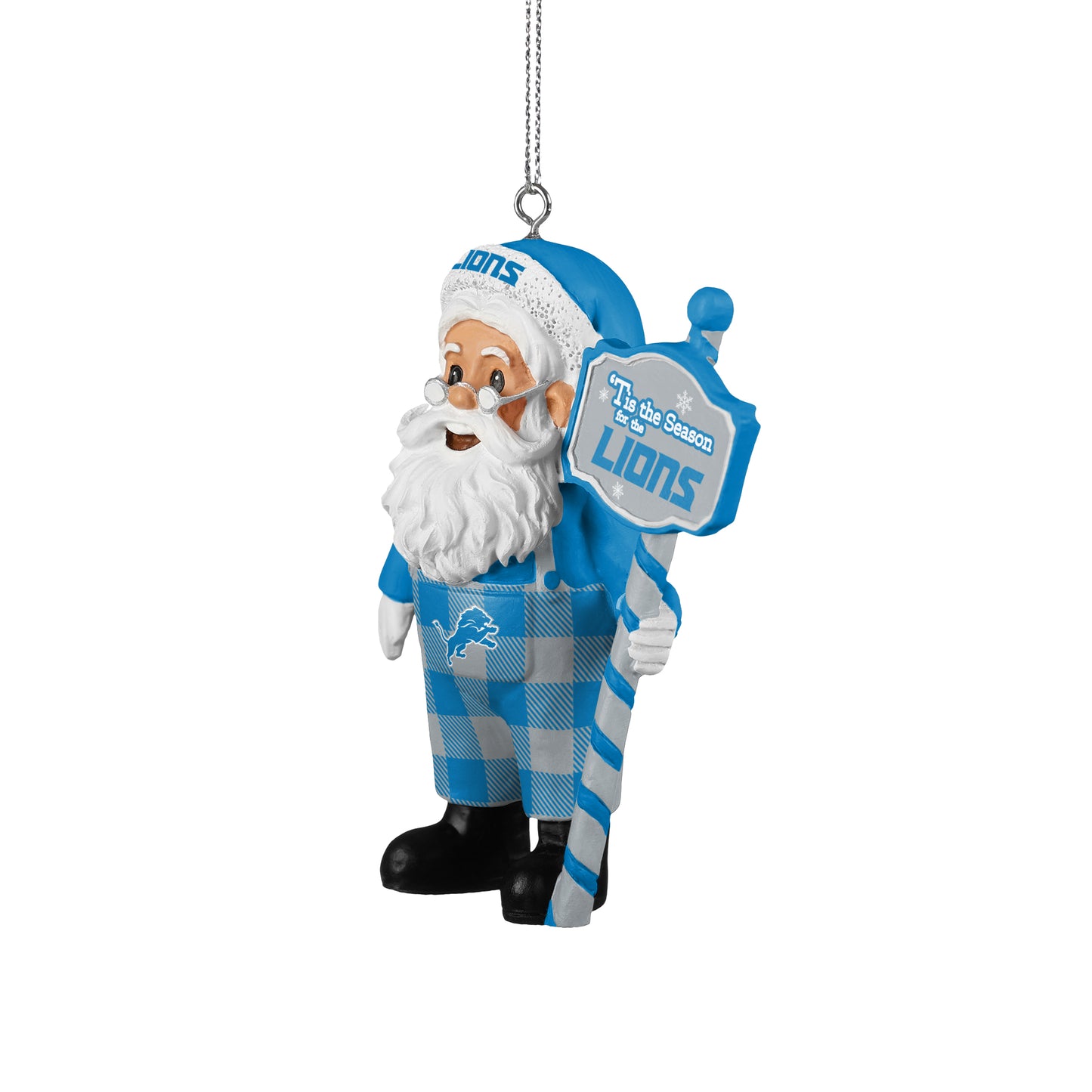 DETROIT LIONS SANTA OVERALLS ORNAMENT