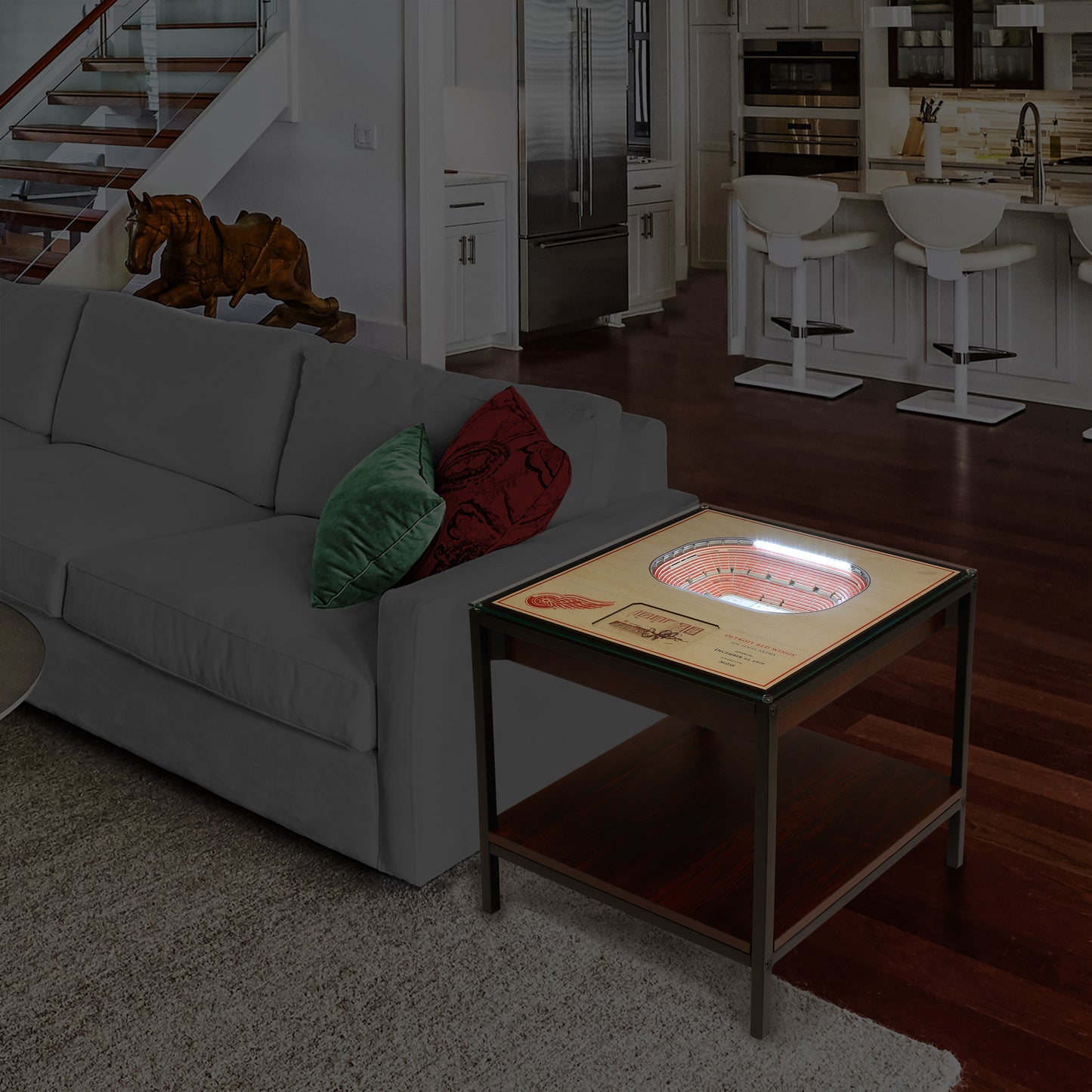 DETROIT RED WINGS 25 LAYER 3D STADIUM LIGHTED END TABLE