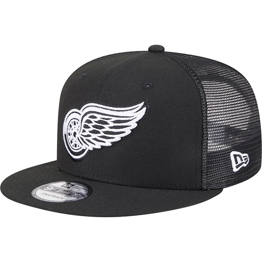 DETROIT RED WINGS EVERGREEN TRUCKER 9FIFTY SNAPBACK HAT - BLACK/WHITE