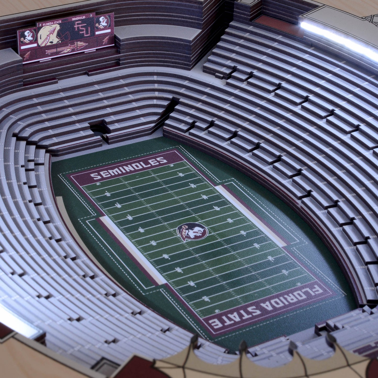FLORIDA STATE SEMINOLES 25 LAYER 3D STADIUM LIGHTED END TABLE