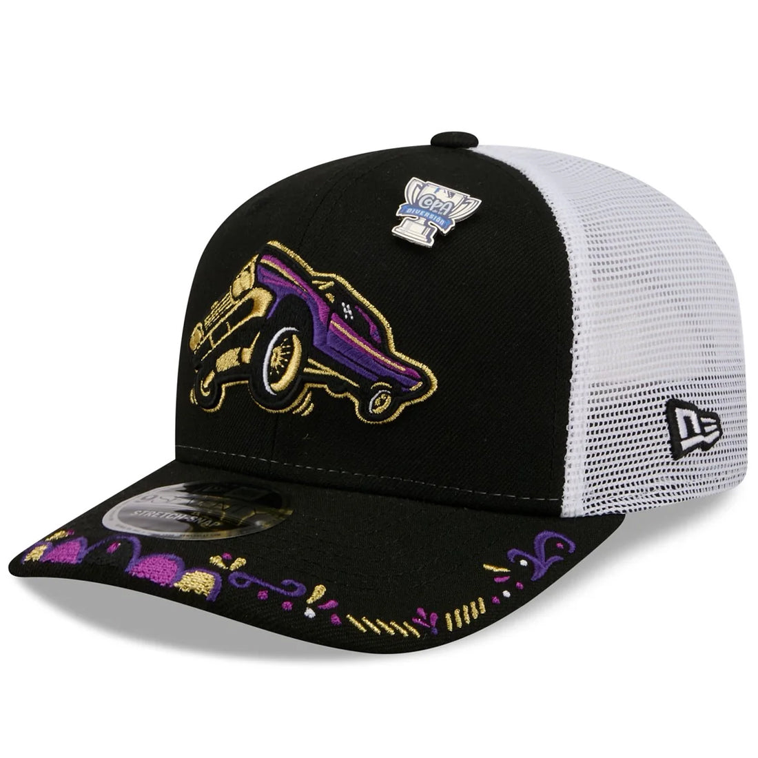 FRESNO GRIZZLIES 2026 COPA DE LA DIVERSION 9SEVENTY STRETCH-SNAP TRUCKER HAT - BLACK/WHITE