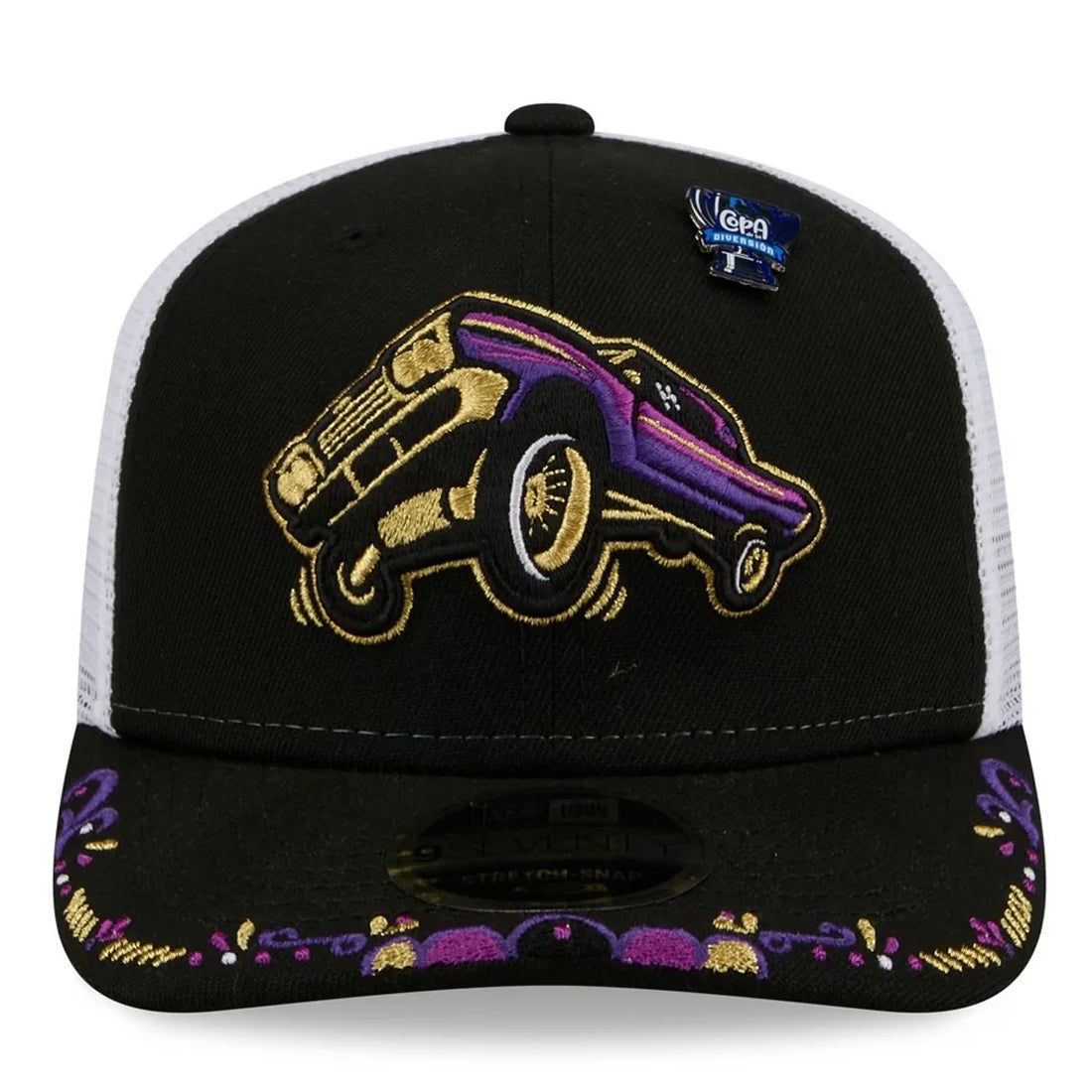 FRESNO GRIZZLIES 2026 COPA DE LA DIVERSION 9SEVENTY STRETCH-SNAP TRUCKER HAT - BLACK/WHITE