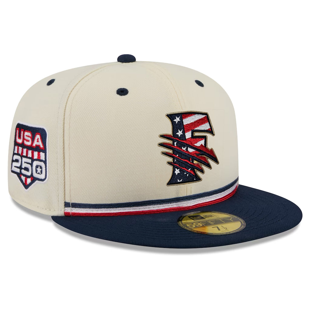 FRESNO GRIZZLIES 2026 MLB USA 250 4TH OF JULY 59FIFTY FITTED HAT - CHROME WHITE/NAVY