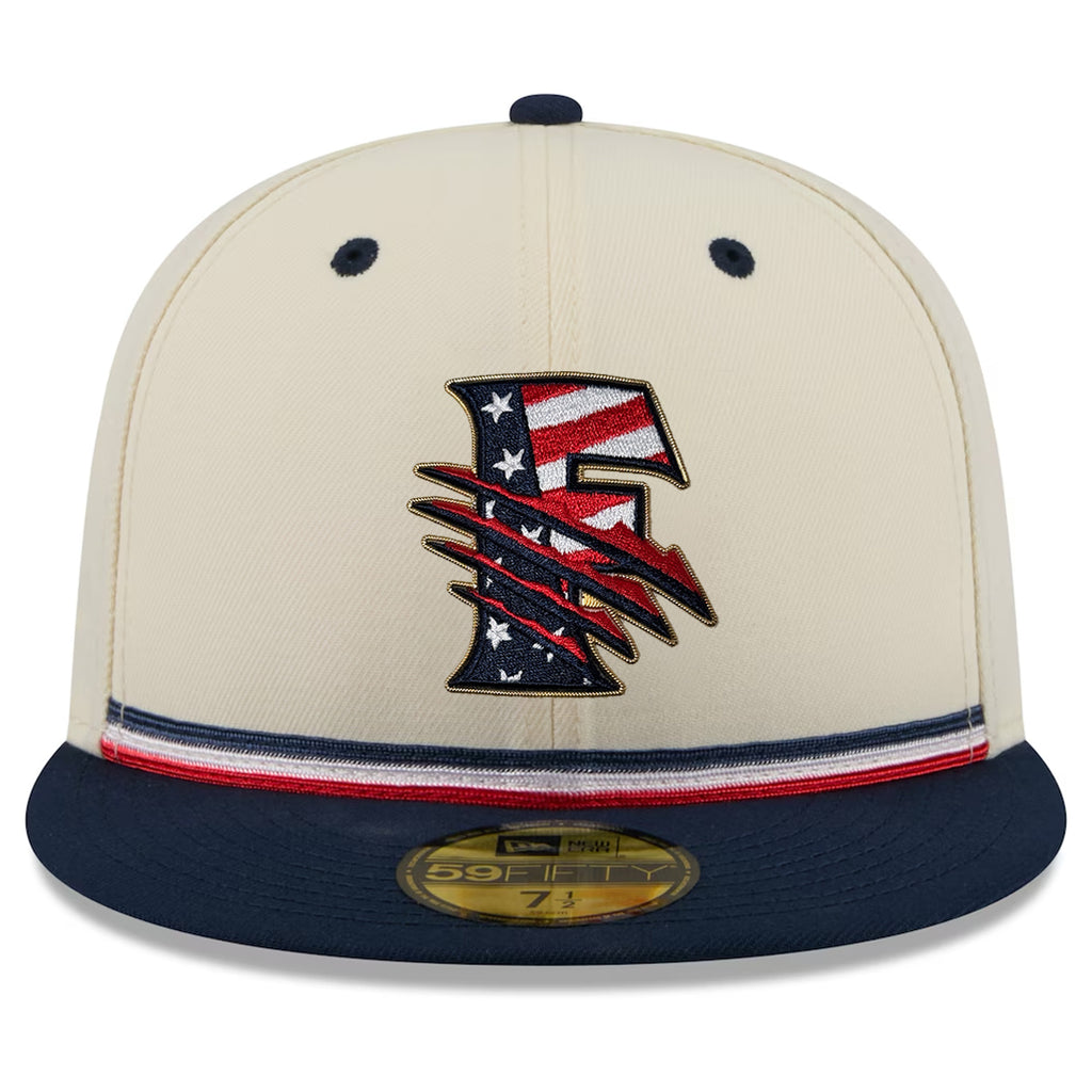 FRESNO GRIZZLIES 2026 MLB USA 250 4TH OF JULY 59FIFTY FITTED HAT - CHROME WHITE/NAVY