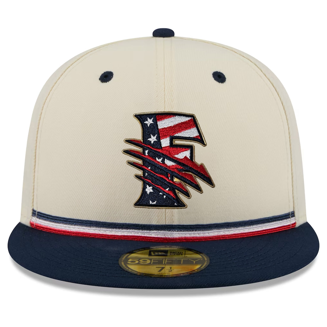 FRESNO GRIZZLIES 2026 MLB USA 250 4TH OF JULY 59FIFTY FITTED HAT - CHROME WHITE/NAVY