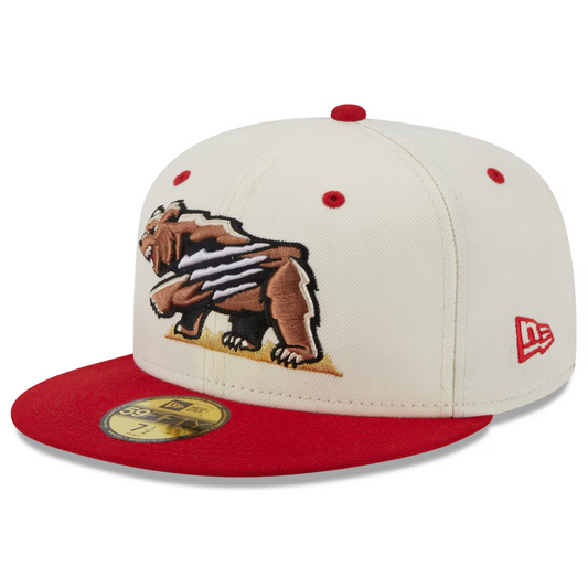 FRESNO GRIZZLIES YOUTH ONFIELD ALTERNATE 59FIFTY FITTED HAT - CHROME WHITE/RED